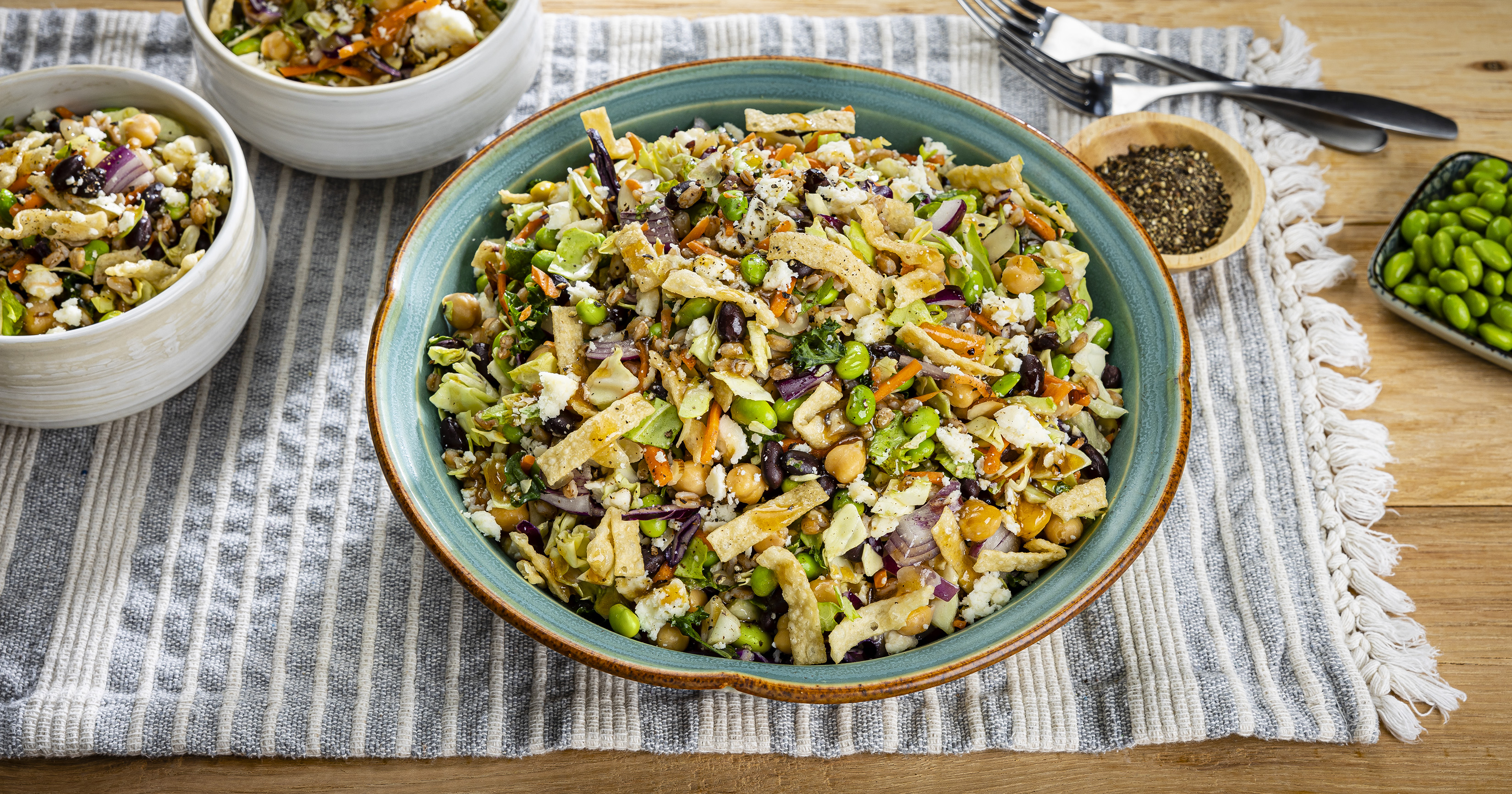 Wheatberry, Beans and Kale Chopped Salad