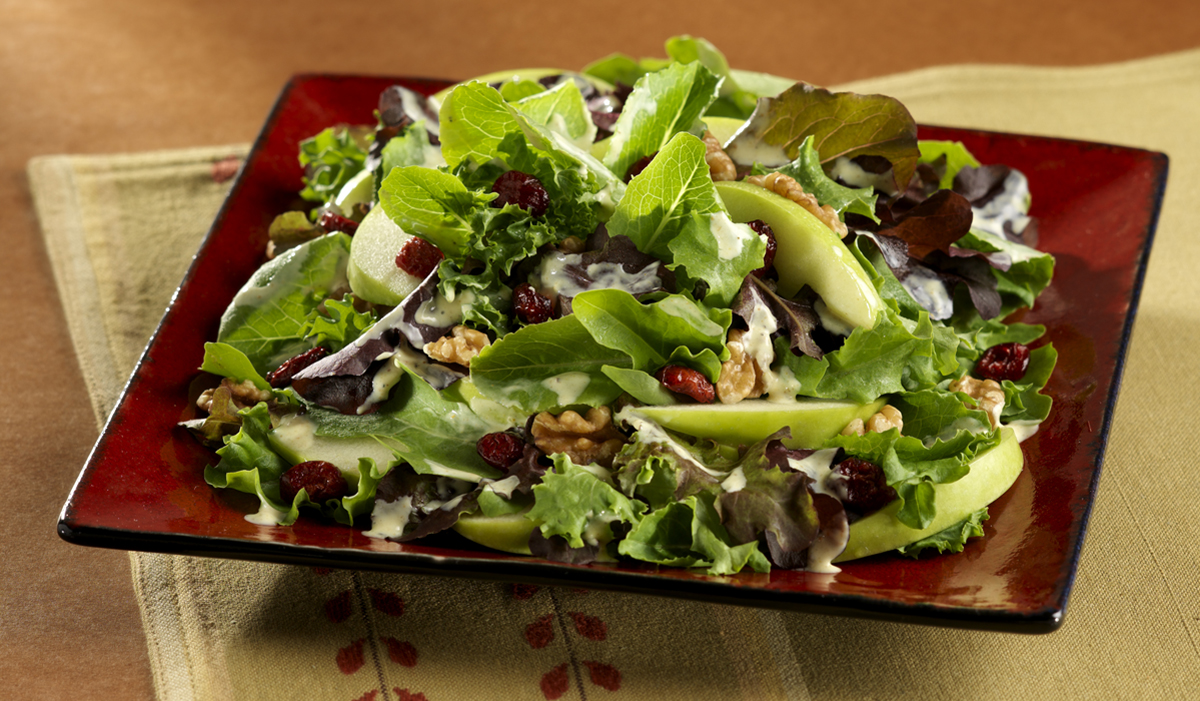 Spring Mix with Green Apple, Walnuts, and Dried Cranberries