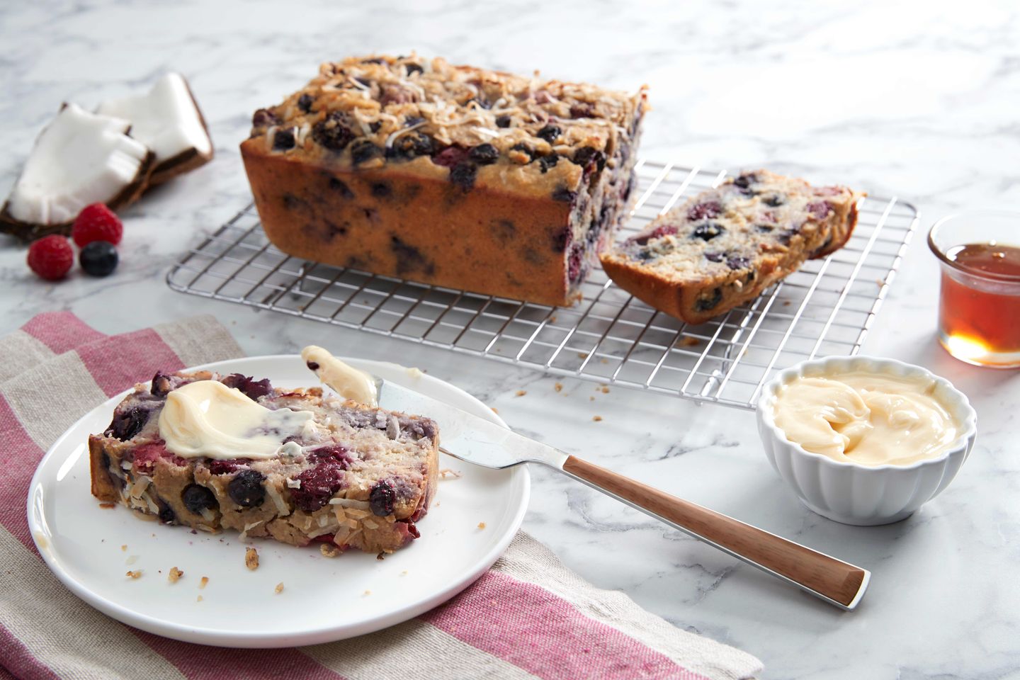 Berry-Coconut-Bread-with-Whipped-Honey-Butter