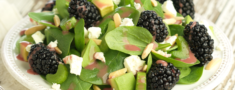 Blackberry Salad with Avocado and Almonds 1000x383