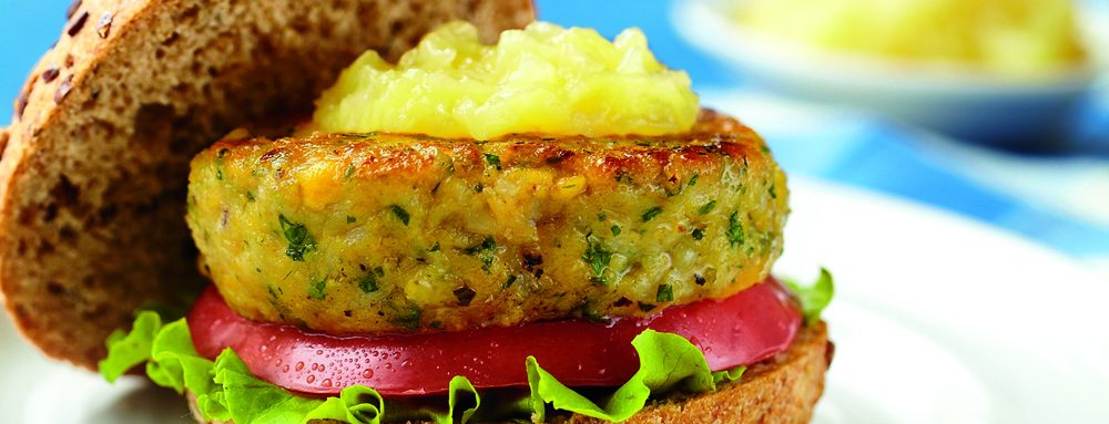 Chickpea Burgers with Pineapple Sauce