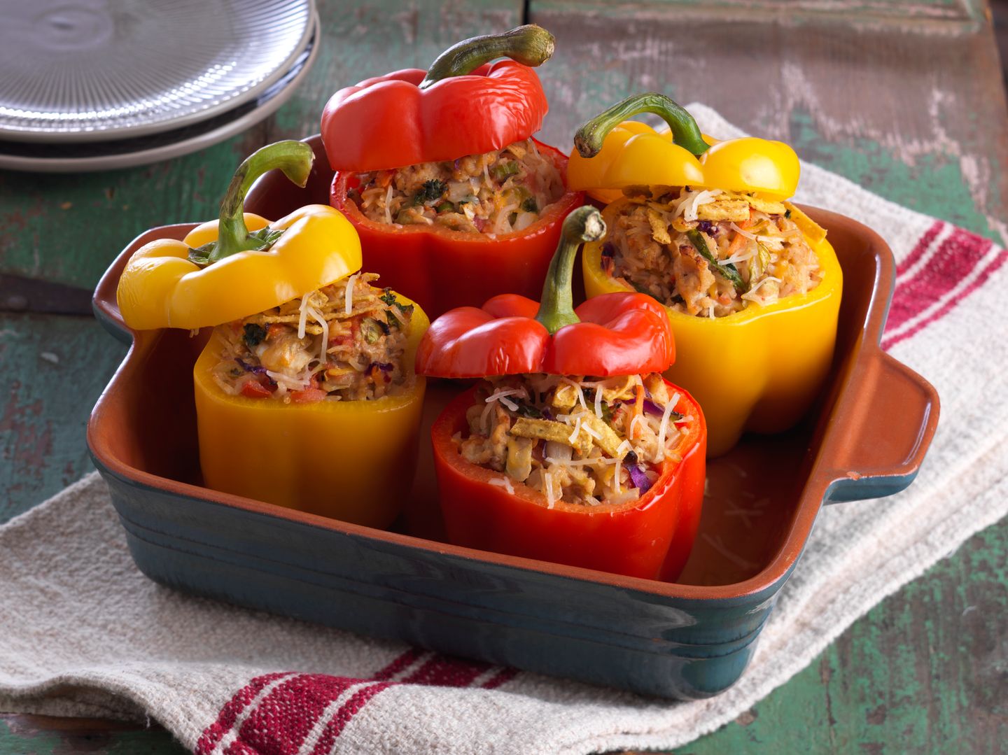 chipotle and cheddar chicken stuffed bell peppers