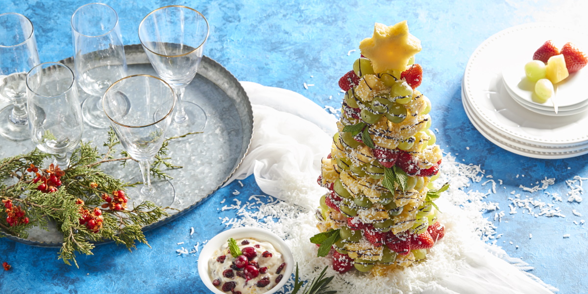 DOLE® Fruity Christmas Tree with Cranberry-Ginger Dip