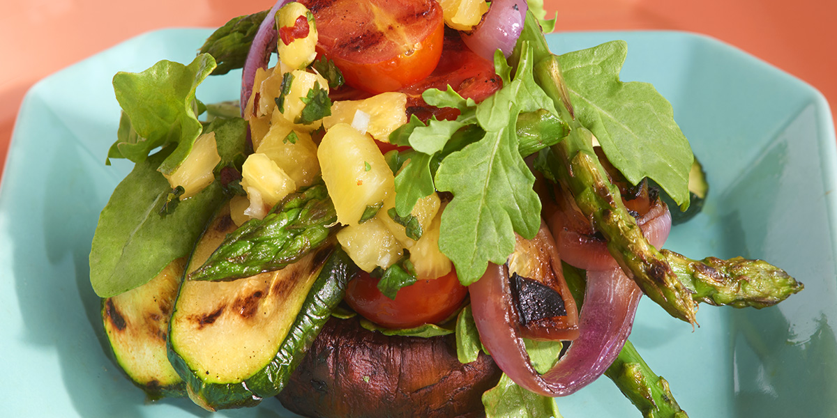 Grilled Vegetable Stacks with Pineapple Chimichurri