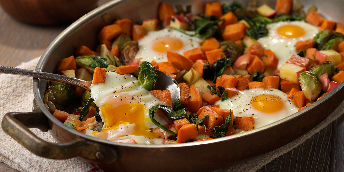 Herbed Sweet Potato and Spinach Hash