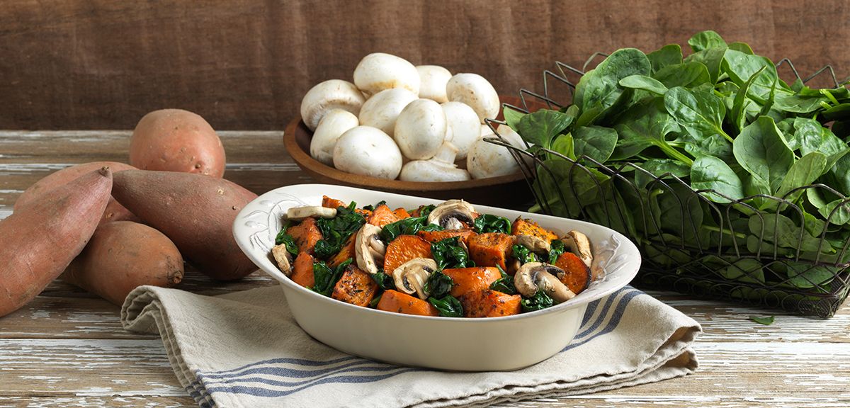 Roasted Sweet Potatoes with Spinach