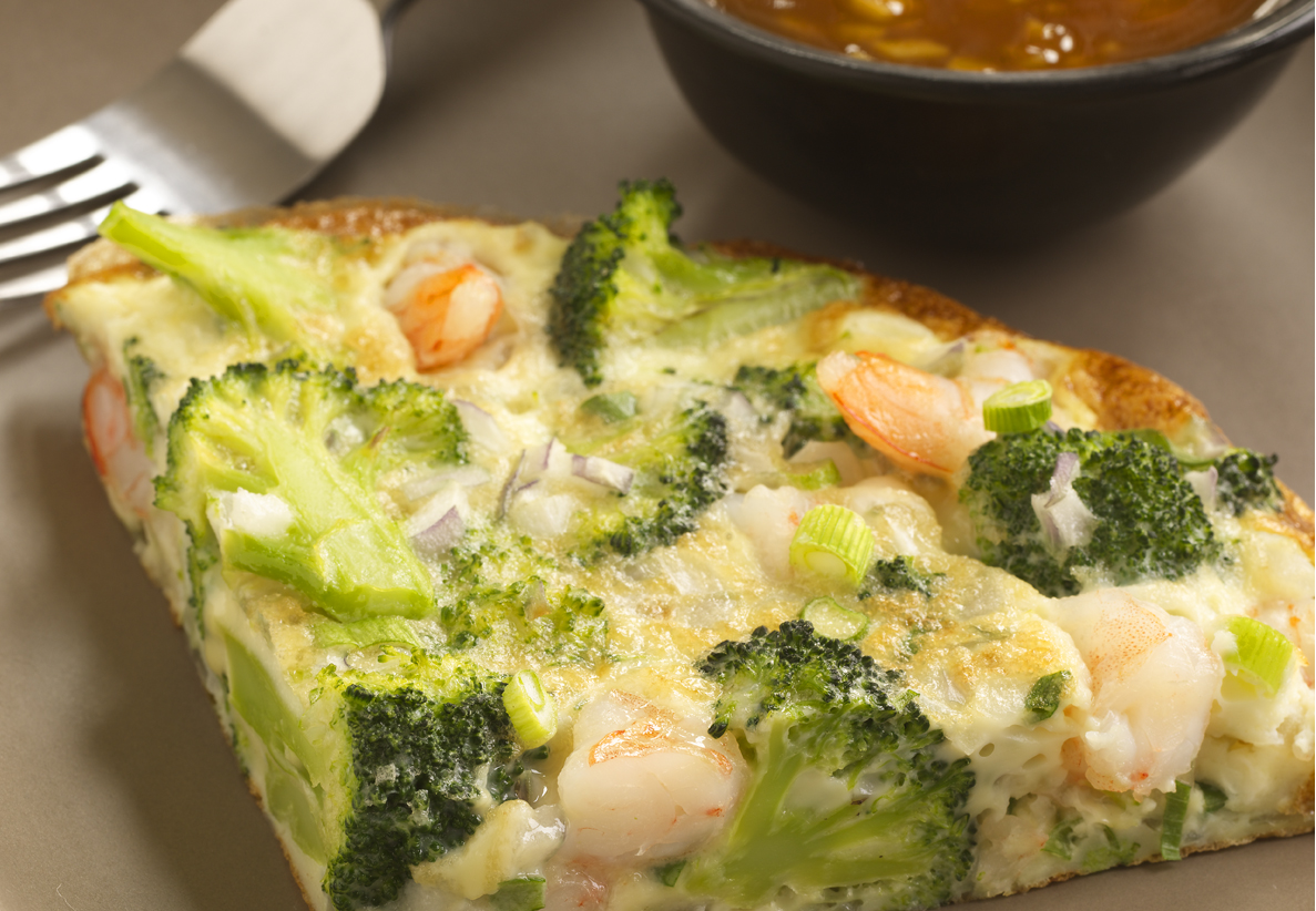 Sesame Ginger Frittata with Broccoli and Shrimp