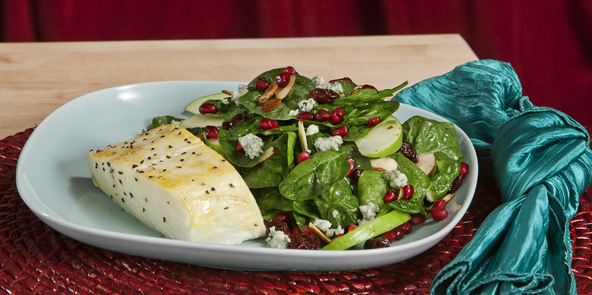 Sweet and Savory Salad with Halibut