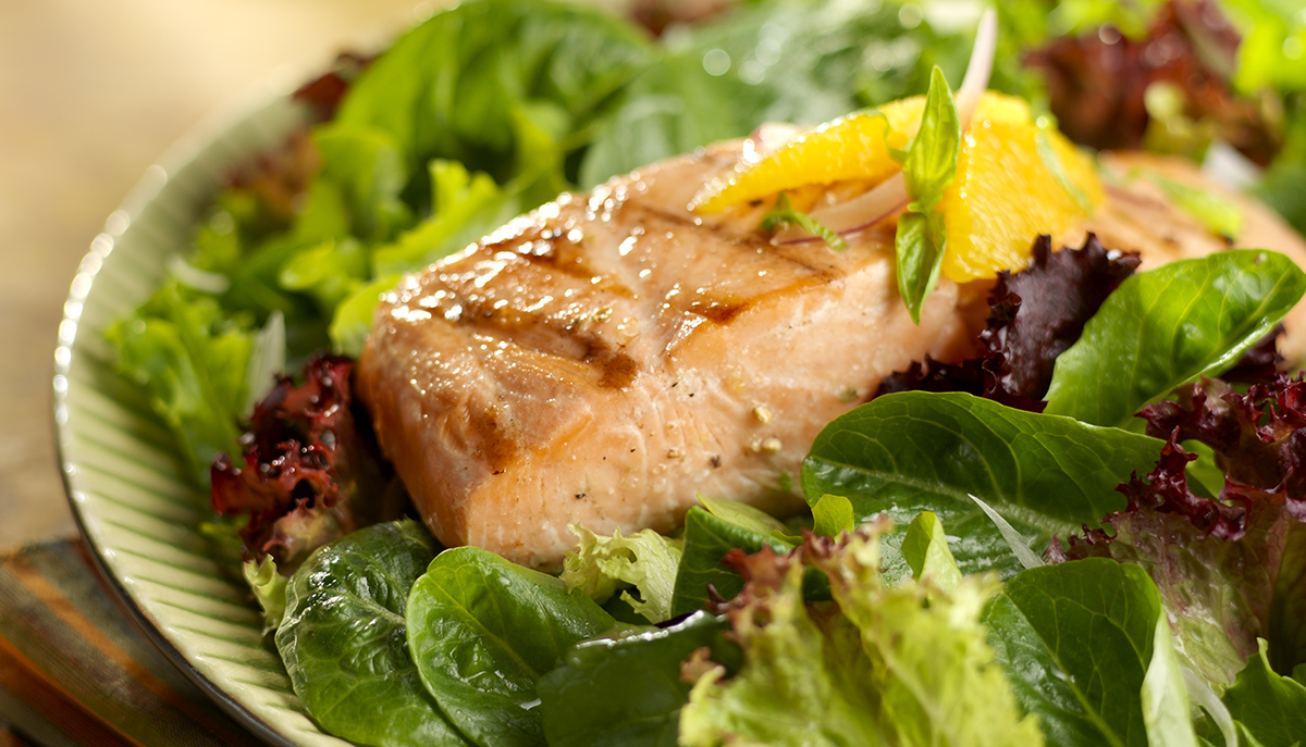 Sweet Baby Lettuces_Grilled Salmon with Citrus Salsa and Baby Greens