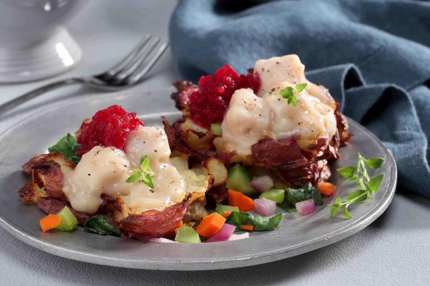 Thanksgiving Loaded Smashed Potatoes