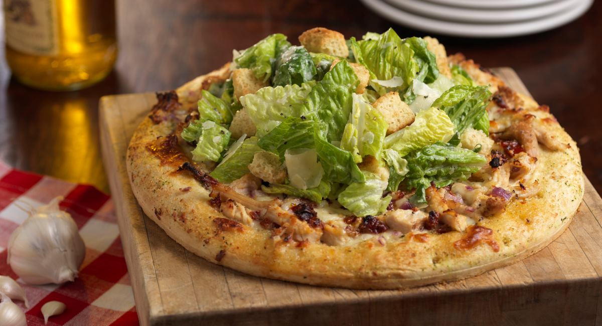 Turkey Caesar Pizza with Greens