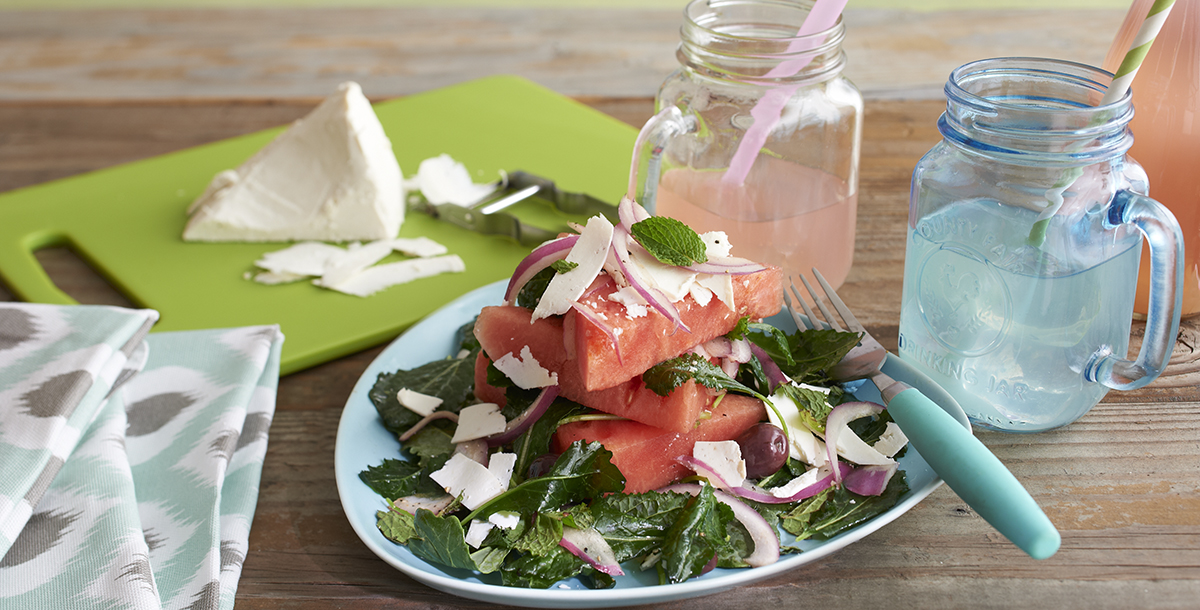 Watermelon and Shaved Ricotta Salata with Mint